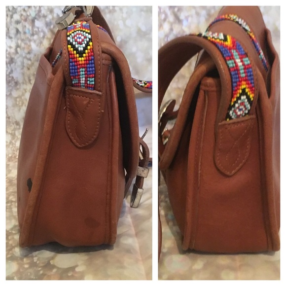 Brighton Beaded Strap Leather Saddle Bag - Picture 4 of 8